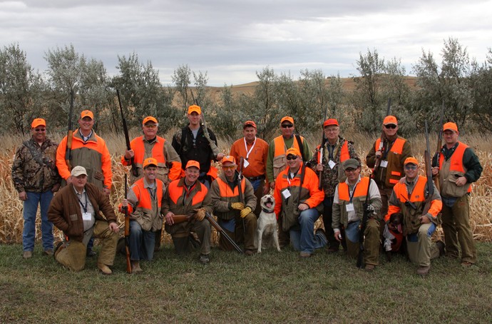 South Dakota invitational governor's hunt at Antler Ridge Lodge. Land/Lodge owner Steve Kubik is on the far left and Ryan of 3plains is in the back row in black.