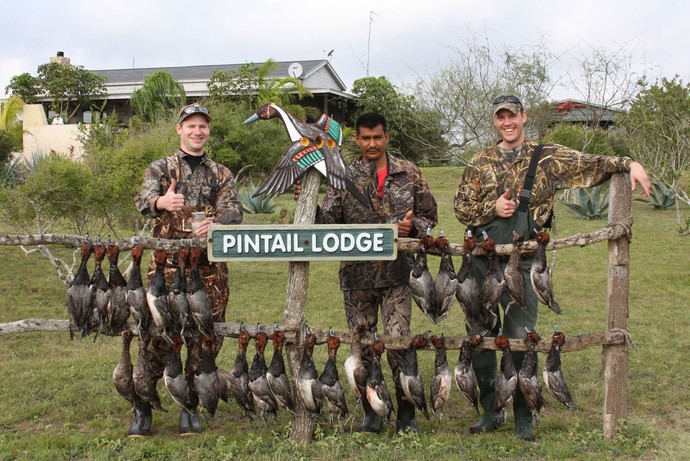 Ben, Chavo (our guide) and Ryan at the Pintail Lodge in Mexico on the Laguna Madre.