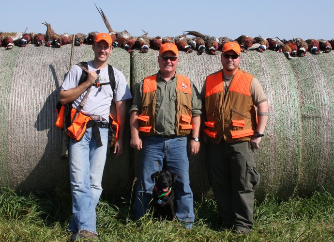 L to R: Ryan of 3plains, Jim Owner of Diamond A Ranch and a 3plains designer on a early season south dakota pheasant hunt.